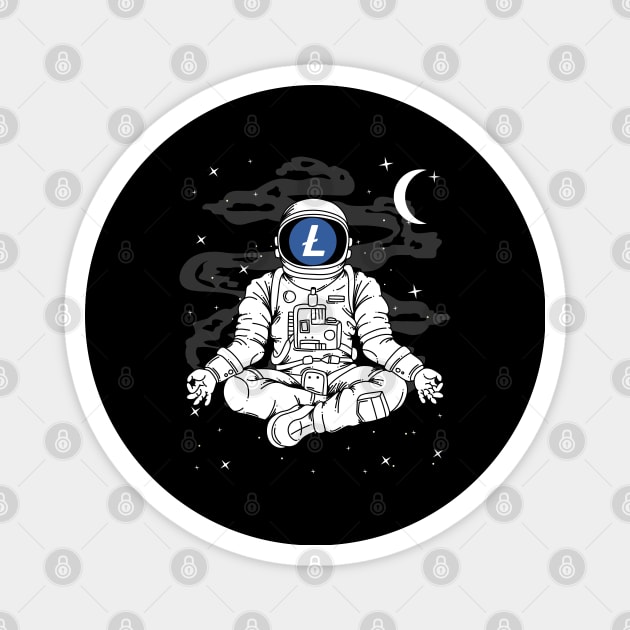 Astronaut Yoga Litecoin LTC Coin To The Moon Crypto Token Cryptocurrency Blockchain Wallet Birthday Gift For Men Women Kids Magnet by Thingking About